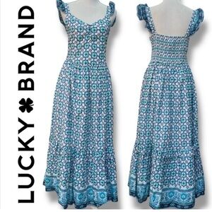 NWT Lucky Brand Women's Floral Tiered Maxi Dress Blue
White Size Large